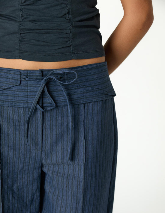 BLUE WAISTBAND DRAWSTRING TROUSERS