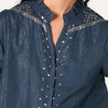 MIDNIGHT STUDDED V-NECK SHIRT
