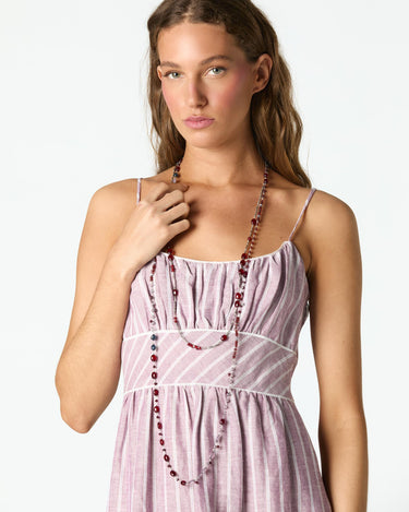 BURGUNDY STRIPED DRESS