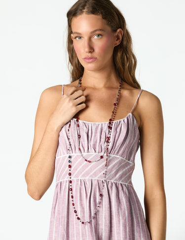 BURGUNDY STRIPED DRESS