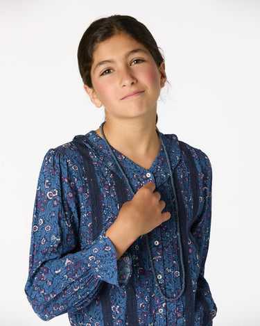 VESTIDO VOLANTE NIGHT GARDEN BLUE