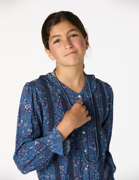 VESTIDO VOLANTE NIGHT GARDEN BLUE