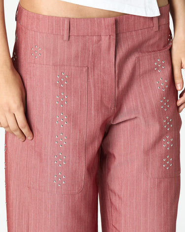 PANTALON RAYAS TACHAS ROJO