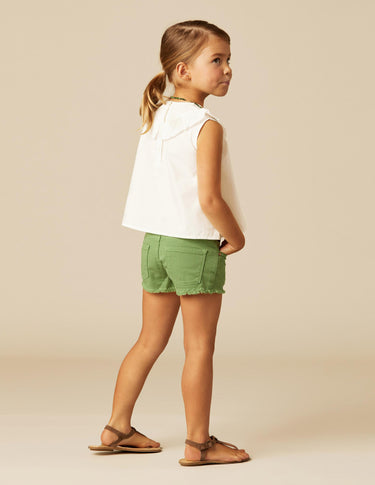 GREEN DENIM SHORTS