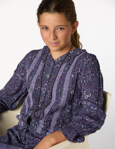 VESTIDO VOLANTE NIGHT GARDEN PLUM