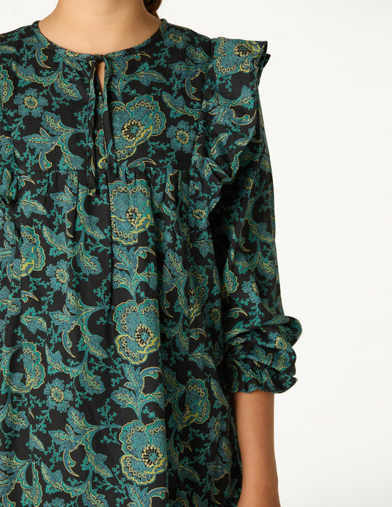 FLUTTER SLEEVE DRESS WILD BLUE