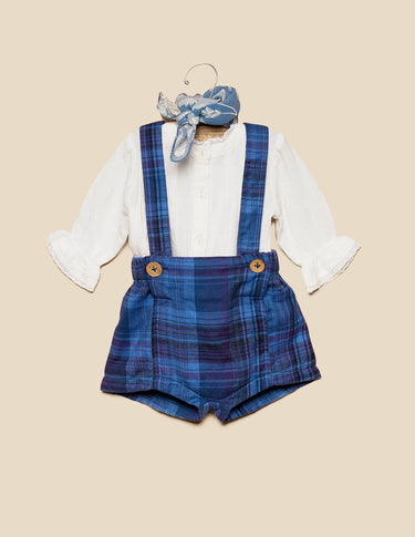 BLUE CHECKED FRENCH PANTS