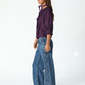 BLUE FLORAL SIDE BUTTON DENIM