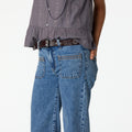 BLUE TROUSERS WITH POCKET DETAIL