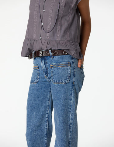 BLUE TROUSERS WITH POCKET DETAIL