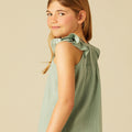 DRAWSTRING RUFFLE DRESS AQUA