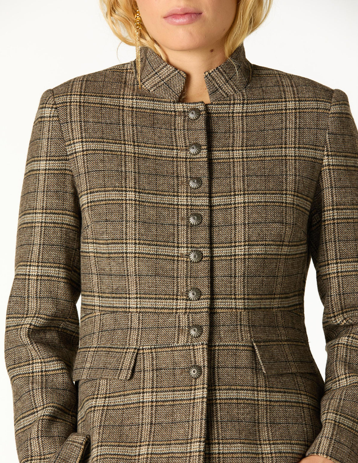 BROWN PLAID AUSTRIAN BLAZER