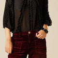 BURGUNDY VELVET POCKET TROUSERS