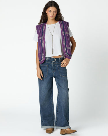 DENIM BOTONES CINTURILLA AZUL