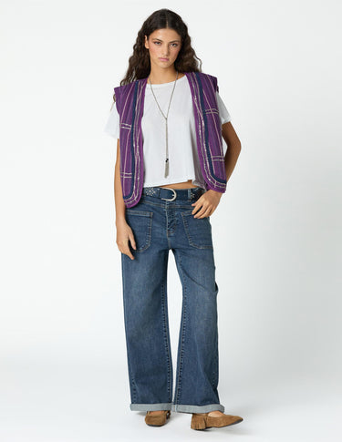BLUE WAISTBAND BUTTON-UP DENIM