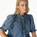 BLUE DENIM YOKE WAVES SHIRT