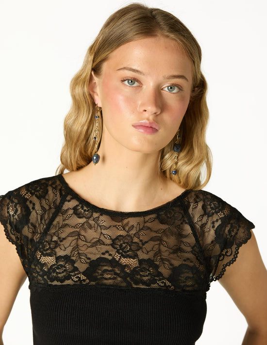 TOP CANALÉ LACE BLACK