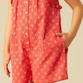 RED SHORT LEAVES JUMPSUIT