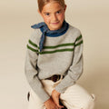 GRAY DOUBLE-STRIPE SWEATER