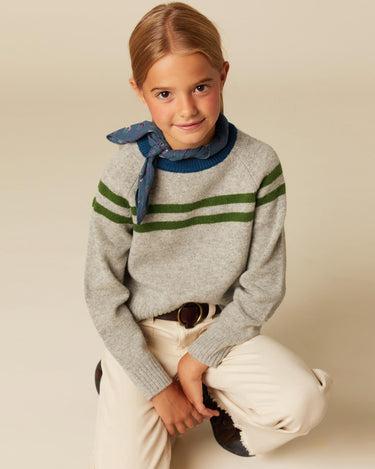 GRAY DOUBLE-STRIPE SWEATER
