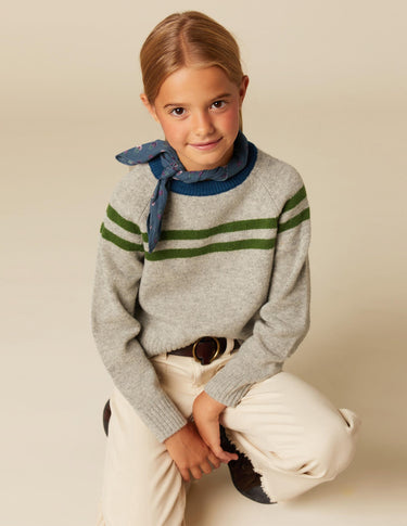 GRAY DOUBLE-STRIPE SWEATER