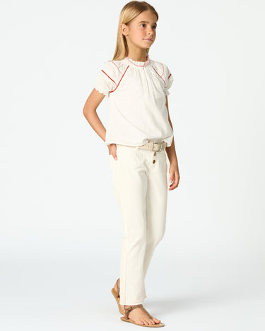 PICOTING SLEEVE SHIRT WHITE