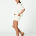 PUFF SLEEVE SHIRRED SHIRT WHITE