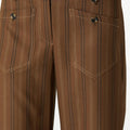 BROWN STRIPED POCKET BUTTON TROUSERS