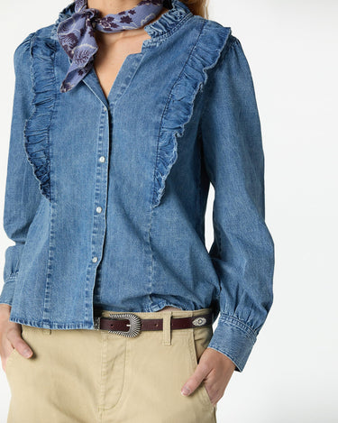 RUFFLE DENIM SHIRT