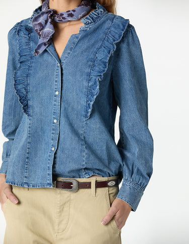 RUFFLE DENIM SHIRT