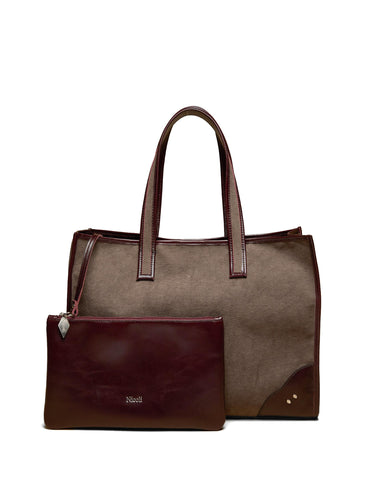 BROWN TWILL STUDENT BAG
