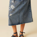 BLUE STUDDED DENIM SKIRT