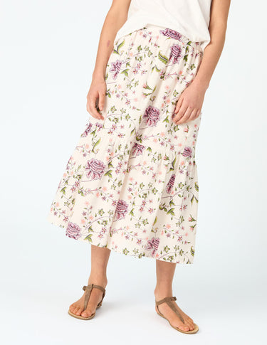 INDIAN PRINT LONG SKIRT CAPPUCCINO