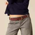 GRAY LOW WAIST DOUBLE BUTTON TROUSERS