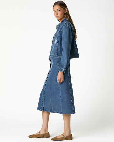 EMBROIDERED DENIM JACKET BLUE