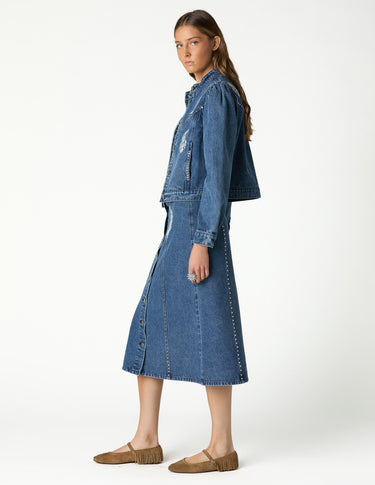 EMBROIDERED DENIM JACKET BLUE