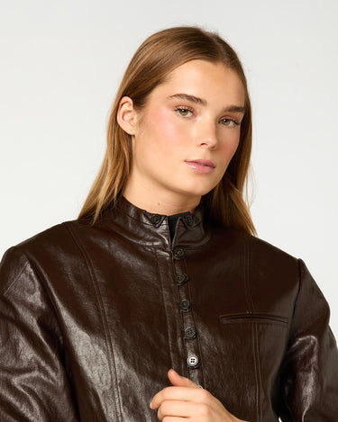 CHAQUETA PIPING MARRON