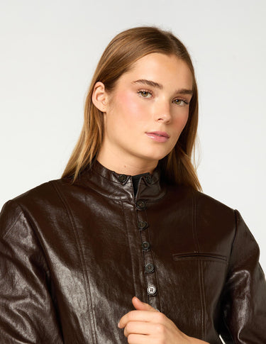 CHAQUETA PIPING MARRON