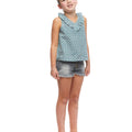 Lotus flower ruffle V-neck shirt green