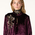 BURGUNDY EMBROIDERED VELVET DJELLABA