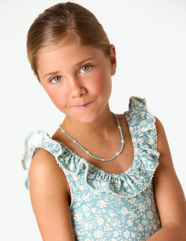 SWIMSUIT WITH TOILE POND RUFFLE
