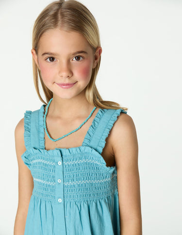 STRAPPY SMOCKED DRESS