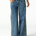 BLUE PANTS WITH SIDE BUTTONS