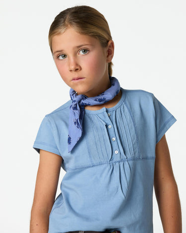 GATHERED T-SHIRT ANILINE BLUE