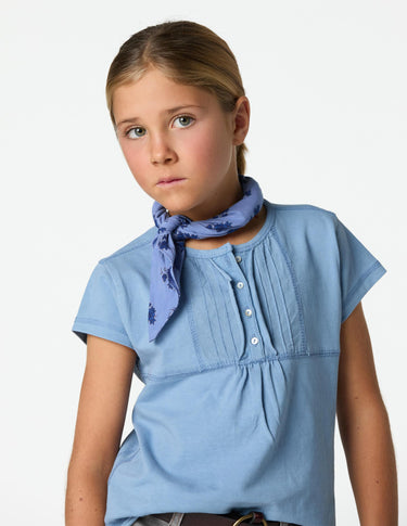 GATHERED T-SHIRT ANILINE BLUE