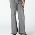 Light gray denim wide-leg jeans
