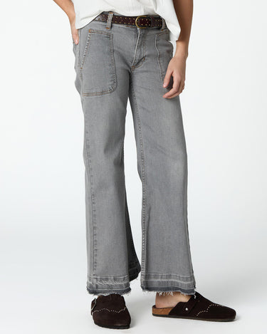 Light gray denim wide-leg jeans