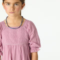 PUFF SLEEVE PIN TUCK DRESS PINK