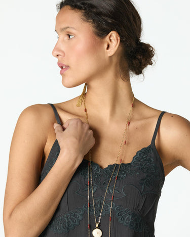 EMBROIDERED ANTHRACITE STRAP TOP