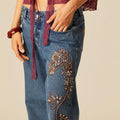 PANTALÓN AZUL BORDADOS